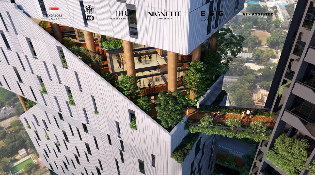 ODOM sky village and landscaped skybridge rendering